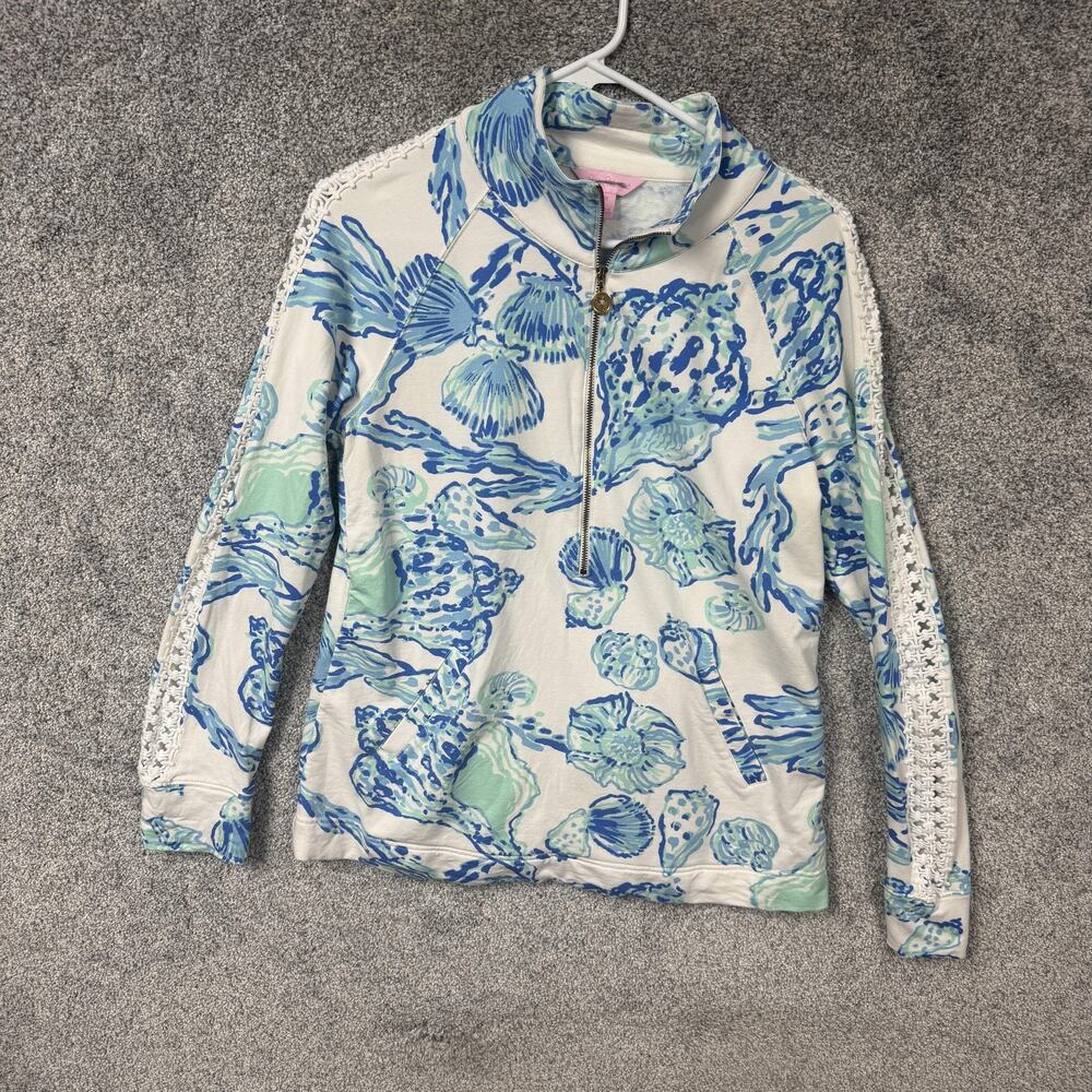 Lilly Pulitzer Sweatshirt M Coastal Seashell Print Resort Coastal Granddaughter